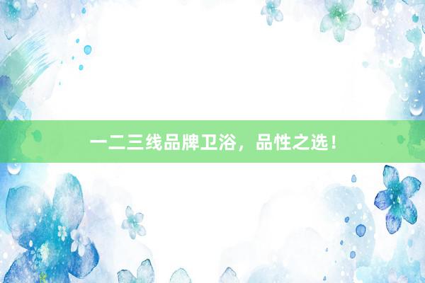 一二三线品牌卫浴，品性之选！